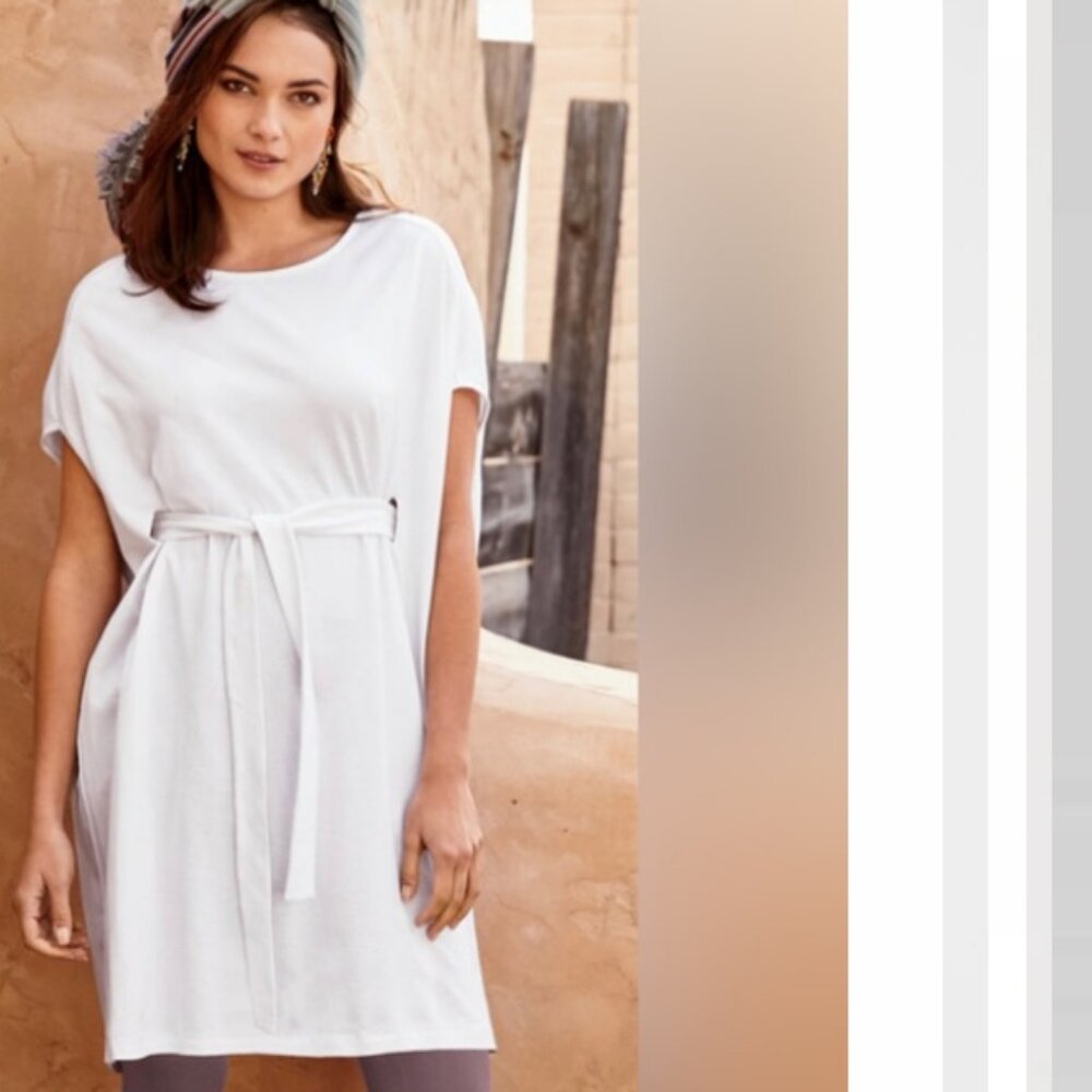 Peruvian Connection Barbados Pima Cotton Short Sleeve Tunic Mini Dress XL